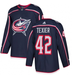 Men's Adidas Columbus Blue Jackets #42 Alexandre Texier Authentic Navy Blue Home NHL Jersey