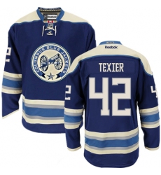 Women's Reebok Columbus Blue Jackets #42 Alexandre Texier Authentic Navy Blue Third NHL Jersey