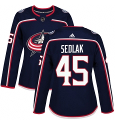 Women's Adidas Columbus Blue Jackets #45 Lukas Sedlak Premier Navy Blue Home NHL Jersey