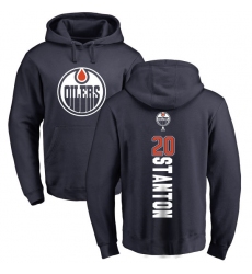 NHL Adidas Edmonton Oilers #20 Ryan Stanton Navy Blue Backer Pullover Hoodie