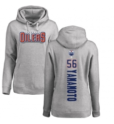 NHL Women's Adidas Edmonton Oilers #56 Kailer Yamamoto Ash Backer Pullover Hoodie