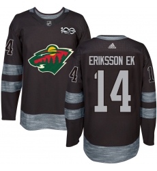 Men's Adidas Minnesota Wild #14 Joel Eriksson Ek Authentic Black 1917-2017 100th Anniversary NHL Jersey