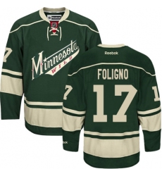 Women's Reebok Minnesota Wild #17 Marcus Foligno Authentic Green Third NHL Jersey