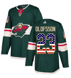 Youth Adidas Minnesota Wild #23 Gustav Olofsson Authentic Green USA Flag Fashion NHL Jersey