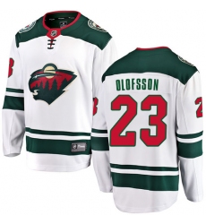 Youth Minnesota Wild #23 Gustav Olofsson Authentic White Away Fanatics Branded Breakaway NHL Jersey
