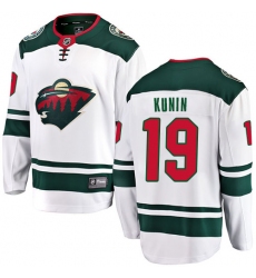 Youth Minnesota Wild #19 Luke Kunin Authentic White Away Fanatics Branded Breakaway NHL Jersey