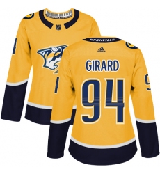 Women's Adidas Nashville Predators #94 Samuel Girard Authentic Gold Home NHL Jersey