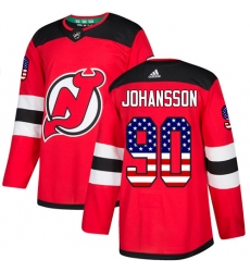 Men's Adidas New Jersey Devils #90 Marcus Johansson Authentic Red USA Flag Fashion NHL Jersey