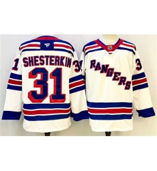 Men's New York Rangers #31 Igor Shesterkin White 2024-25 Away Stitched Hockey Jersey