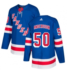 Youth Adidas New York Rangers #50 Lias Andersson Premier Royal Blue Home NHL Jersey