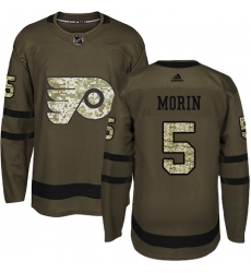 Youth Adidas Philadelphia Flyers #5 Samuel Morin Authentic Green Salute to Service NHL Jersey