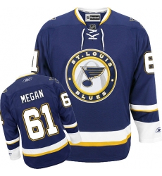 Men's Reebok St. Louis Blues #61 Wade Megan Premier Navy Blue Third NHL Jersey