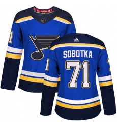 Women's Adidas St. Louis Blues #71 Vladimir Sobotka Premier Royal Blue Home NHL Jersey