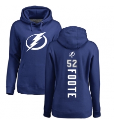 NHL Women's Adidas Tampa Bay Lightning #52 Callan Foote Royal Blue Backer Pullover Hoodie