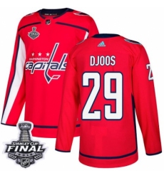 Men's Adidas Washington Capitals #29 Christian Djoos Authentic Red Home 2018 Stanley Cup Final NHL Jersey