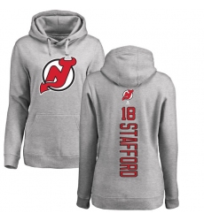 NHL Women's Adidas New Jersey Devils #18 Drew Stafford Ash Backer Pullover Hoodie