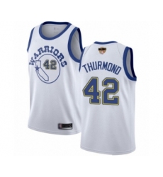 Men's Golden State Warriors #42 Nate Thurmond Swingman White Hardwood Classics 2019 Basketball Finals Bound Basketball Jersey