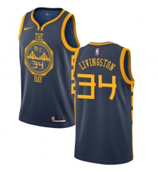 Men's Nike Golden State Warriors #34 Shaun Livingston Swingman Navy Blue NBA Jersey - City Edition