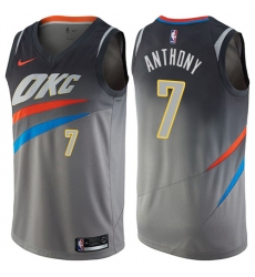 Men's Nike Oklahoma City Thunder #7 Carmelo Anthony Swingman Gray NBA Jersey - City Edition