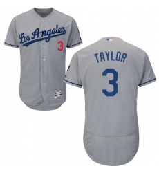 Men's Majestic Los Angeles Dodgers #3 Chris Taylor Grey Flexbase Authentic Collection MLB Jersey