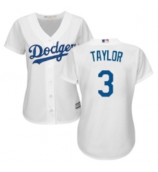 Women's Majestic Los Angeles Dodgers #3 Chris Taylor Replica White Home Cool Base MLB Jersey