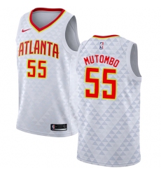Men's Nike Atlanta Hawks #55 Dikembe Mutombo Swingman White NBA Jersey - Association Edition