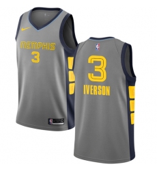 Men's Nike Memphis Grizzlies #3 Allen Iverson Swingman Gray NBA Jersey - City Edition