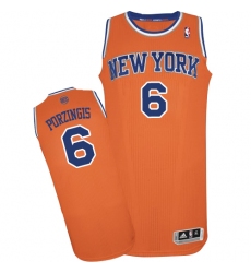 Men's Adidas New York Knicks #6 Kristaps Porzingis Authentic Orange Alternate NBA Jersey