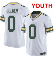 Youth Green Bay Packers #0 matthew golden white 2025 vapor untouchable limited stitched football jersey