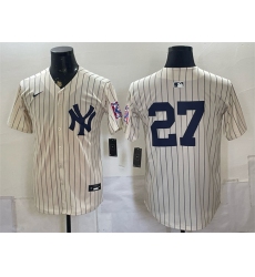 Men's New York Yankees #27 Giancarlo Stanton Cream 2026 Field of Dreams Stadium Stitched Baseball Jersey