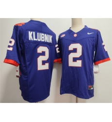 Men's Clemson Tigers #2 Cade Klubnik Purple F.U.S.E. Stitched Football Jersey
