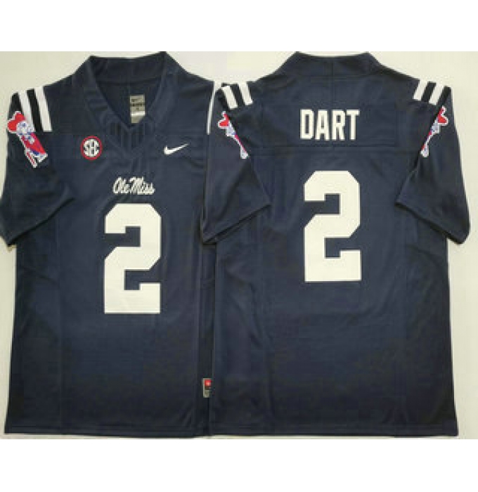 Men's Ole Miss Rebels #2 Jaxson Dart Navy Blue 2025 FUSE College Football Jersey