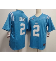 Men's Ole Miss Rebels #2 Jaxson Dart Powder Blue F.U.S.E. Stitched Football Jersey