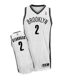 Women's Adidas Brooklyn Nets #2 Nik Stauskas Authentic White Home NBA Jersey
