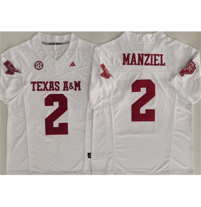 Men's Texas A&M Aggies Lions #2 Johnny Manziel White 2025 F.U.S.E. Stitched Jersey