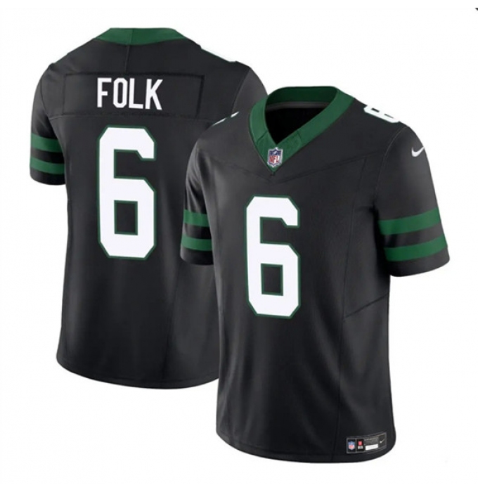 Men's New York Jets #6 Nick Folk Black 2025 F.U.S.E. Vapor Untouchable Limited Football Stitched Jersey