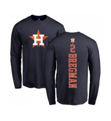 MLB Nike Houston Astros #2 Alex Bregman Navy Blue Backer Long Sleeve T-Shirt