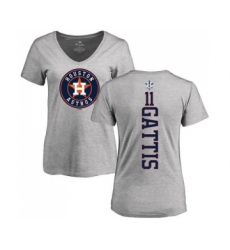 MLB Women's Nike Houston Astros #11 Evan Gattis Ash Backer T-Shirt