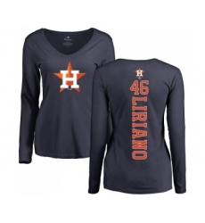 MLB Women's Nike Houston Astros #46 Francisco Liriano Navy Blue Backer Long Sleeve T-Shirt