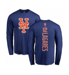 MLB Nike New York Mets #12 Juan Lagares Royal Blue Backer Long Sleeve T-Shirt