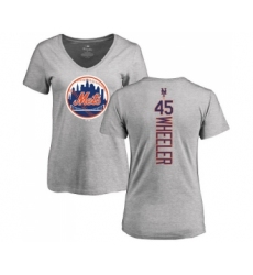 MLB Women's Nike New York Mets #45 Zack Wheeler Ash Backer T-Shirt