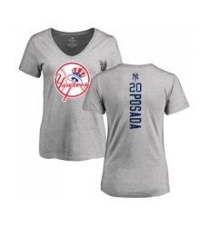 MLB Women's Nike New York Yankees #20 Jorge Posada Ash Backer T-Shirt