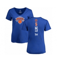 Basketball Women's New York Knicks #5 Dennis Smith Jr. Royal Blue Backer T-Shirt
