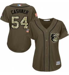 Women's Majestic Baltimore Orioles #54 Andrew Cashner Replica Green Salute to Service MLB Jersey