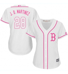Women's Majestic Boston Red Sox #28 J. D. Martinez Replica White Fashion MLB Jersey