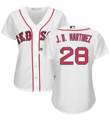 Women's Majestic Boston Red Sox #28 J. D. Martinez Replica White Home MLB Jersey
