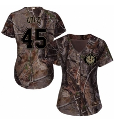 Women's Majestic Houston Astros #45 Gerrit Cole Authentic Camo Realtree Collection Flex Base MLB Jersey