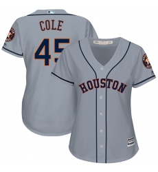 Women's Majestic Houston Astros #45 Gerrit Cole Authentic Grey Road Cool Base MLB Jersey