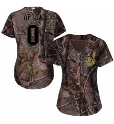 Women's Majestic Cleveland Indians #0 B.J. Upton Authentic Camo Realtree Collection Flex Base MLB Jersey