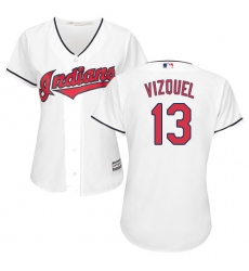 Women's Majestic Cleveland Indians #13 Omar Vizquel Authentic White Home Cool Base MLB Jersey